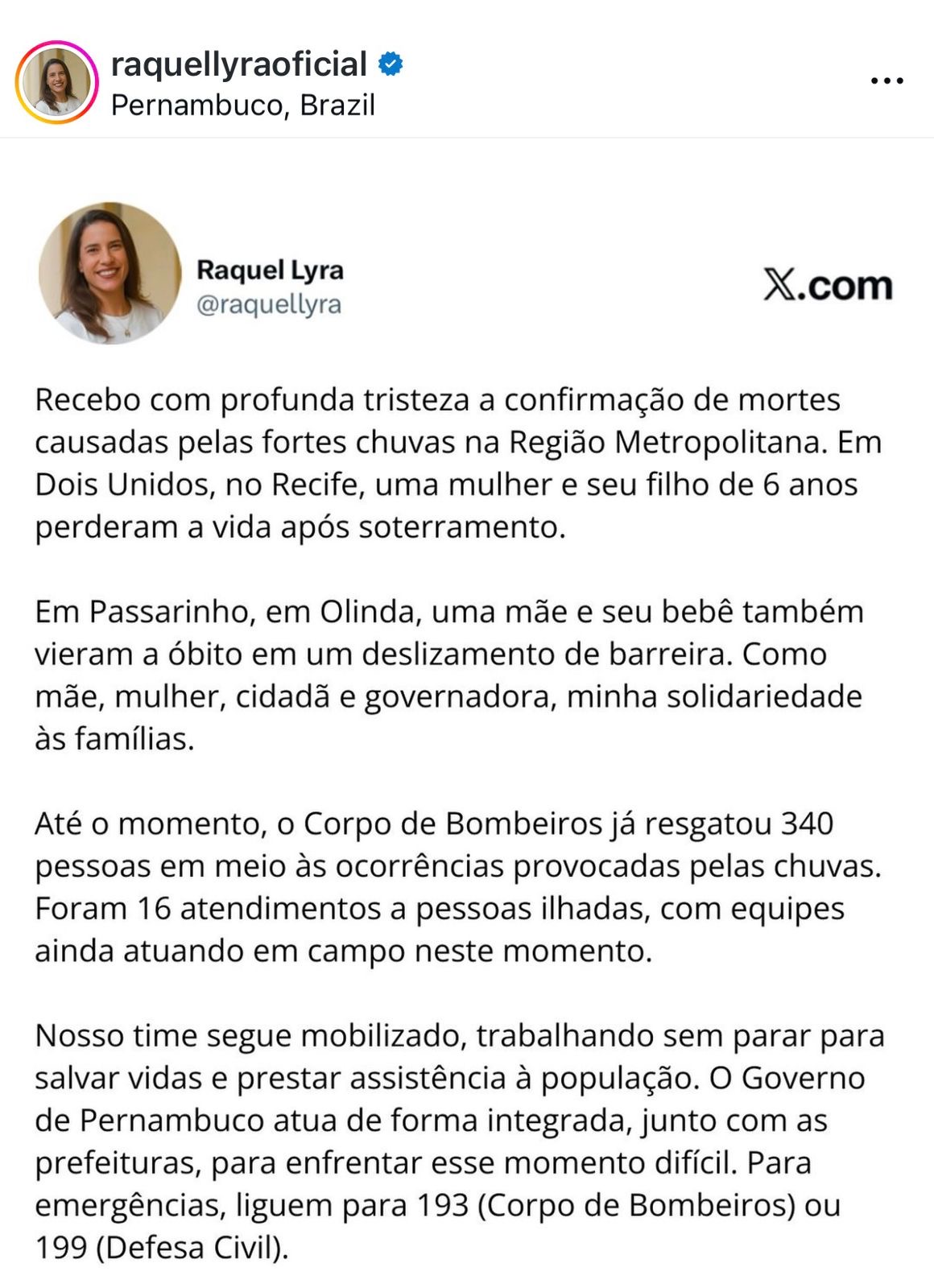 Governadora acompanha in loco situação das chuvas em Pernambuco