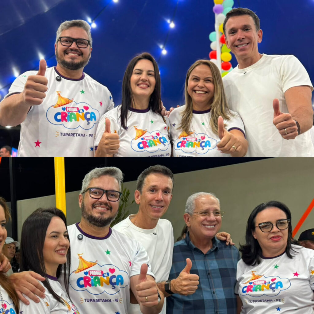 Felipe Carreras participa da inauguração do Parque da Criança em Tuparetama ao lado do prefeito Diógenes Patriota