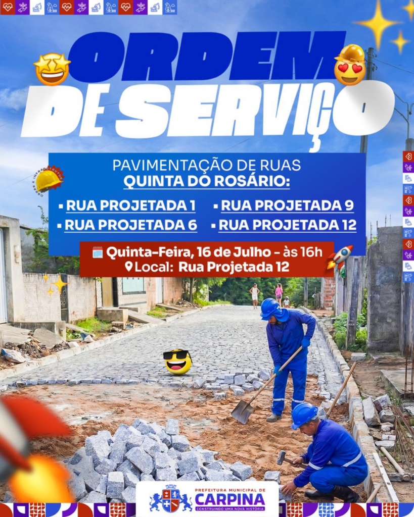 Prefeitura de Carpina dará ordem de serviço para pavimentação de quatro ruas na comunidade Quinta do Rosário
