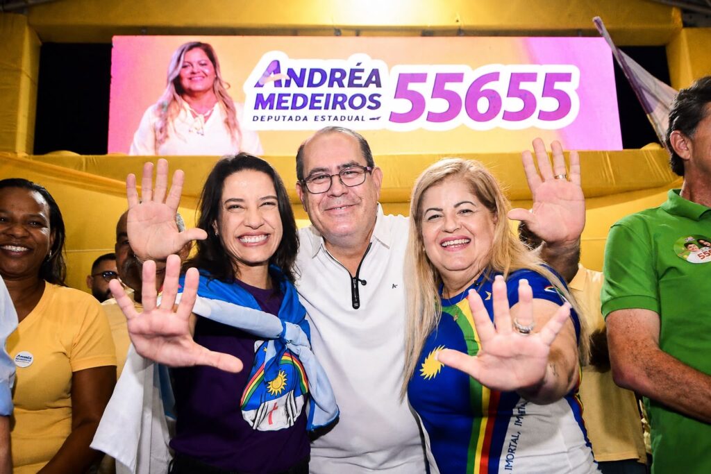 Raquel Lyra, Mano Medeiros e Andréa Medeiros abrem a campanha em Jaboatão