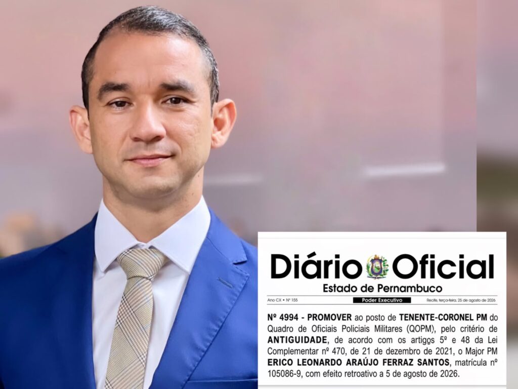 Major Érico Ferraz chega ao posto de Tenente-Coronel da PMPE