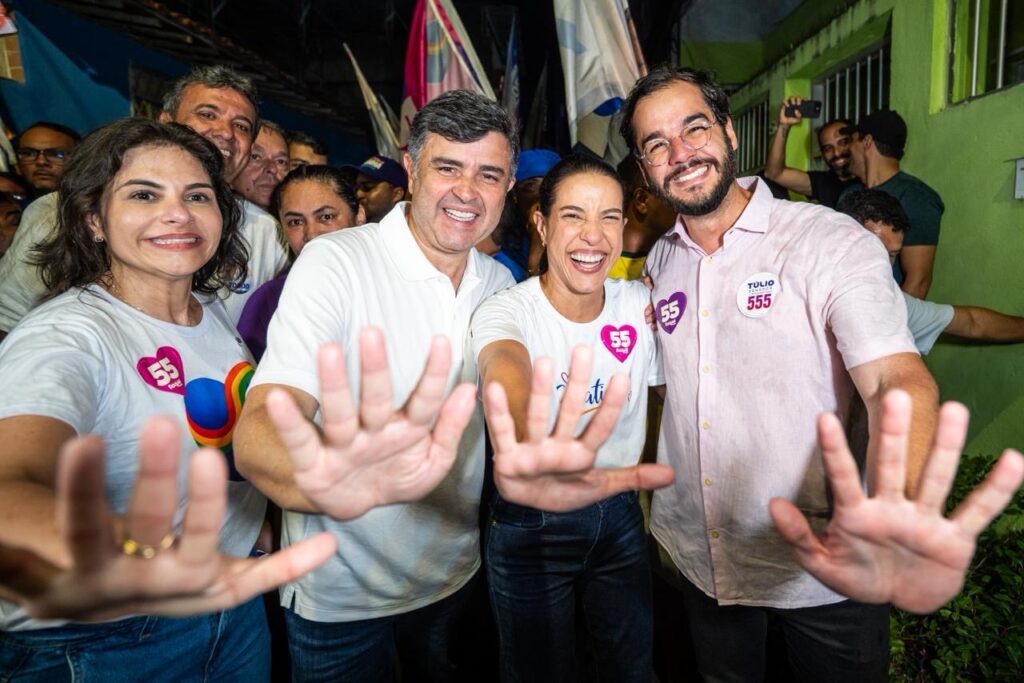 Ao lado de Raquel Lyra, Eduardo da Fonte participa de grande panfletaço em Santo Amaro